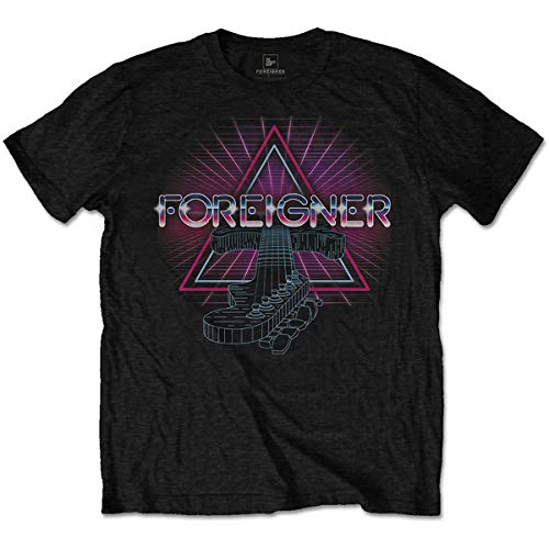 Foreigner Neon Guitar offiziell Männer T-Shirt Herren (XX-Large) von Rocks-off