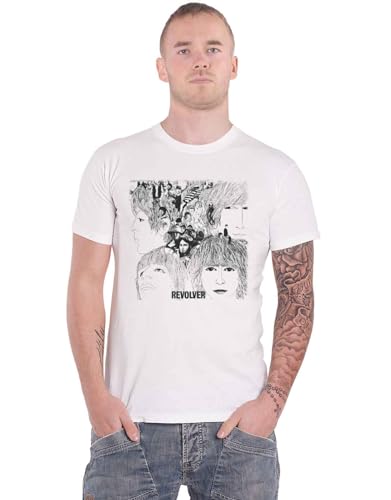 Rock Off Herren The Beatles Revolver Album Cover T-Shirt, Weiß, (Herstellergröße: Medium) von Rock Off