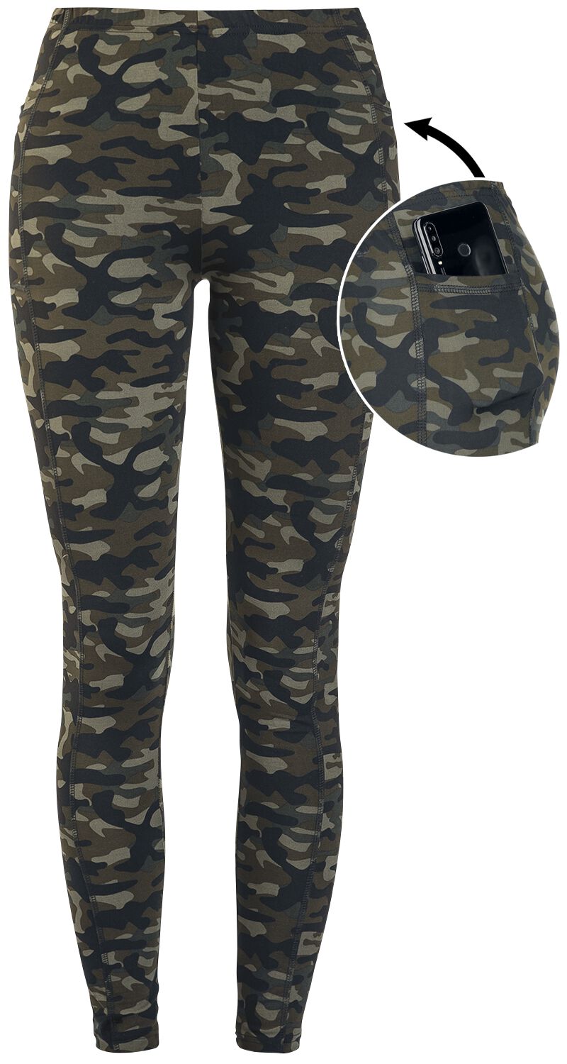 Rock Rebel by EMP - Camouflage/Flecktarn Leggings - Olivfarbene Camo-Leggings mit seitlichen Taschen - XS bis 5XL - für Damen - Größe L - oliv von Rock Rebel by EMP