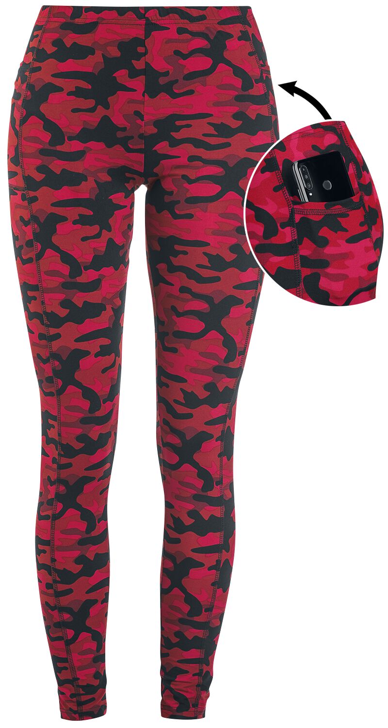 Rock Rebel by EMP - Camouflage/Flecktarn Leggings - Rote Camo-Leggings mit seitlichen Taschen - XS bis 5XL - für Damen - Größe L - rot von Rock Rebel by EMP