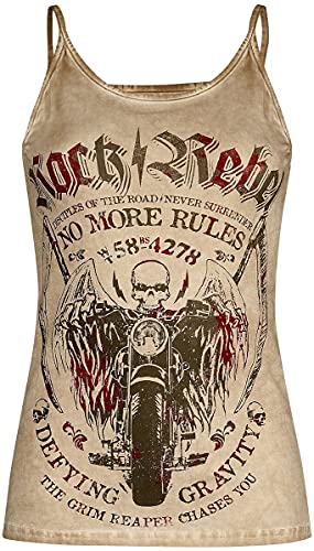 Rock Rebel by EMP Damen Beiges Top mit Waschung und Print XL von Rock Rebel by EMP