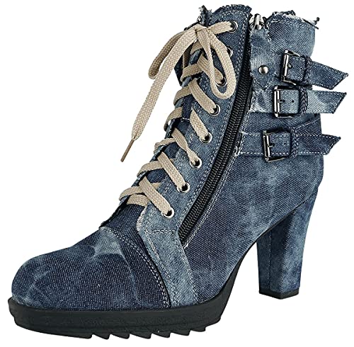 Rock Rebel by EMP Damen blaue High-Heels aus Jeans-Stoff im Used-Look EU37 von Rock Rebel by EMP
