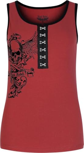 Rock Rebel by EMP Damen Bordeaux-rotes Top mit kontrastfarbenem Saum am Ausschnitt XXL von Rock Rebel by EMP