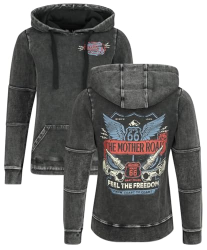 Rock Rebel by EMP Damen Grauer Washed Look Kapuzenpullover mit Backprint M von Rock Rebel by EMP