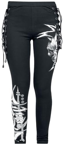 Rock Rebel by EMP Damen Schwarze Leggings mit weißem Print und Schnürung S von Rock Rebel by EMP