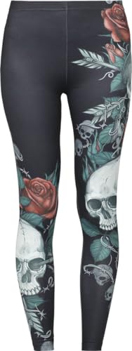 Rock Rebel by EMP Damen Schwarze Leggings mit Rosen und Totenköpfen M von Rock Rebel by EMP