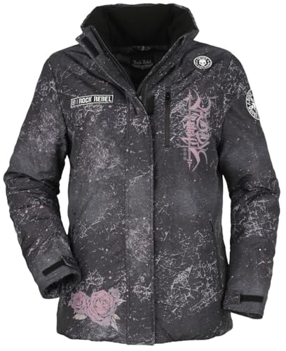 Rock Rebel by EMP Damen dunkelgraue Winterjacke mit Backprint L von Rock Rebel by EMP