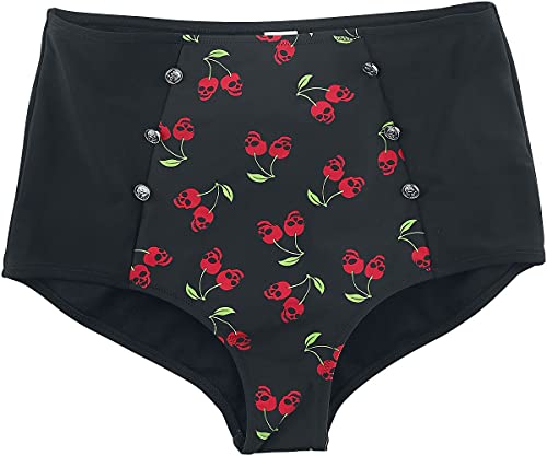 Rock Rebel by EMP Damen Schwarze Bikinihose mit Rockabilly-Print und Knöpfen L von Rock Rebel by EMP