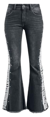 Rock Rebel by EMP Damen Schwarze Jeans mit Leichter Waschung und Boot-Cut W29L32 von Rock Rebel by EMP