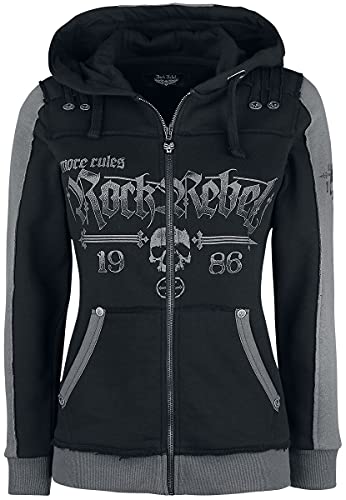 Rock Rebel by EMP Damen schwarze Kapuzenjacke mit Skull-Prints L von Rock Rebel by EMP