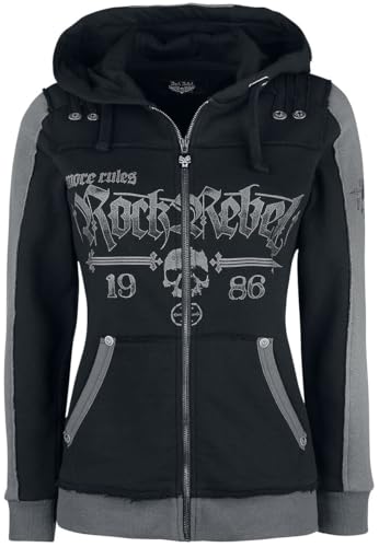 Rock Rebel by EMP Damen Schwarze Kapuzenjacke mit Skull-Prints XL von Rock Rebel by EMP