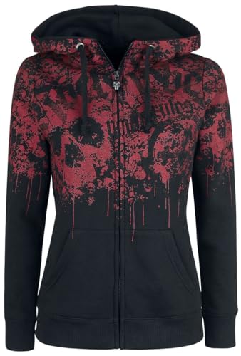 Rock Rebel by EMP Damen Schwarze Kapuzenjacke mit rotem Print XL von Rock Rebel by EMP