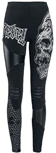 Rock Rebel by EMP Damen Schwarze Leggings mit Prints, Cut-Outs und Kunstledereinsätzen 5XL von Rock Rebel by EMP