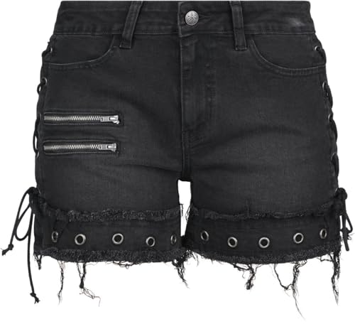 Rock Rebel by EMP Damen Schwarze Shorts mit seitlichen Schnürungen 29 von Rock Rebel by EMP