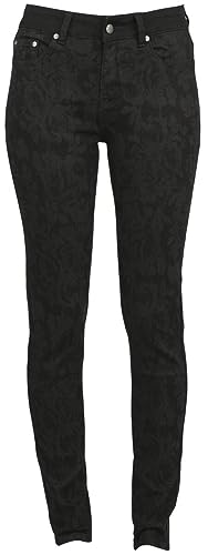 Rock Rebel by EMP Damen Schwarze Skinny Jeans mit Allover-Print W28L32 von Rock Rebel by EMP