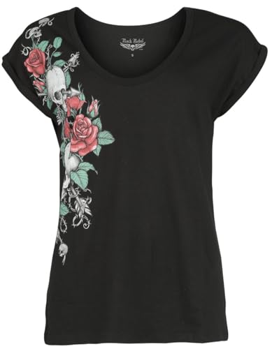 Rock Rebel by EMP Damen schwarzes T-Shirt mit Totenkopf und Rosen M von Rock Rebel by EMP