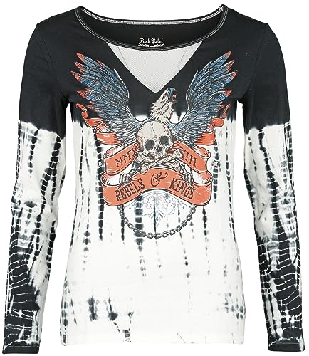 Rock Rebel by EMP Damen schwarz-weißes Shirt mit rockigem Print L von Rock Rebel by EMP