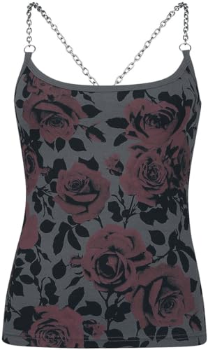 Rock Rebel by EMP Damen graues Top mit Rosenprint und Kettenträger L von Rock Rebel by EMP