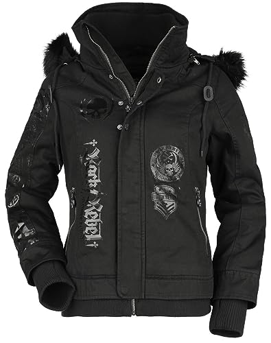 Rock Rebel by EMP Damen schwarze Winterjacke mit Rückenprint M von Rock Rebel by EMP