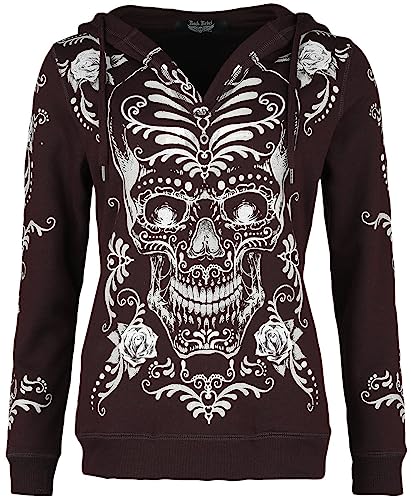 Rock Rebel by EMP Damen dunkelroter Kapuzenpullover mit Día de los Muertos Print M von Rock Rebel by EMP