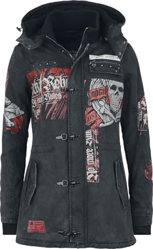 Rock Rebel by EMP Damen graue Winterjacke mit kuschelig warmen Teddyfell XL von Rock Rebel by EMP
