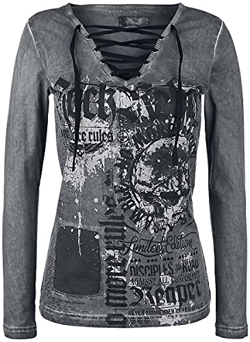 Rock Rebel by EMP Damen graues Langarmshirt mit Schnürung M von Rock Rebel by EMP