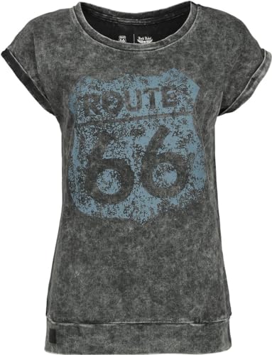 Rock Rebel by EMP Damen graues Washed Look T-Shirt mit Frontprint L von Rock Rebel by EMP
