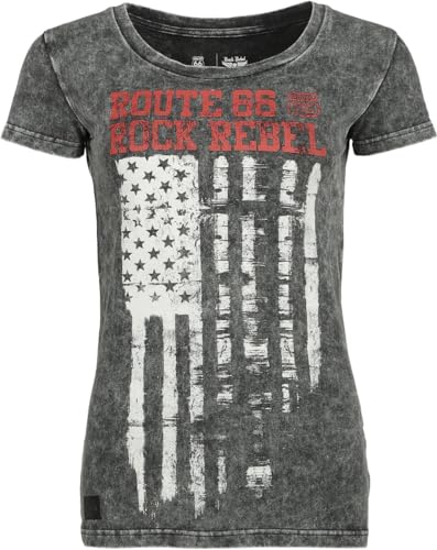Rock Rebel by EMP Damen graues Washed Look T-Shirt mit Frontprint S von Rock Rebel by EMP