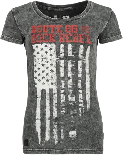 Rock Rebel by EMP Damen graues Washed Look T-Shirt mit Frontprint XXL von Rock Rebel by EMP