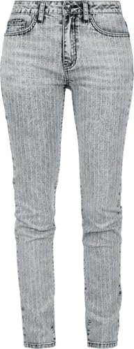 Rock Rebel by EMP Damen helle gestreifte Jeans mit Waschung und Skull Details W29L32 von Rock Rebel by EMP