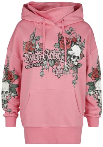 Rock Rebel by EMP Damen rosafarbener Langer Pullover mit Print und Strass-Details XXL von Rock Rebel by EMP