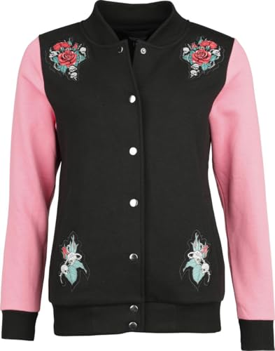 Rock Rebel by EMP Damen schwarz/pinke Collegejacke mit Rippbündchen XL von Rock Rebel by EMP