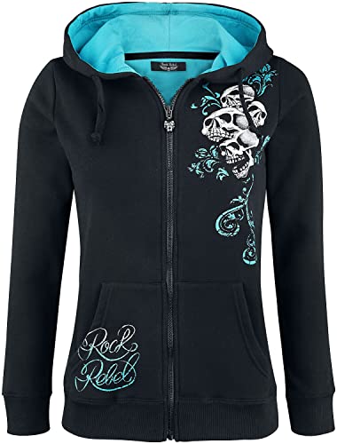 Rock Rebel by EMP Damen schwarz-Blaue Kapuzenjacke mit kontrastfarbenem Futter XXL von Rock Rebel by EMP