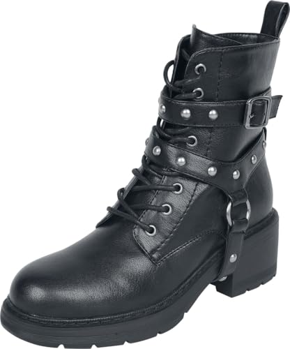 Rock Rebel by EMP Damen schwarze Boots mit Schnürung und Nieten EU39 von Rock Rebel by EMP