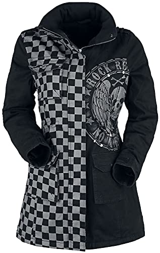 Rock Rebel by EMP Damen schwarz-graue Jacke mit Nieten und Print L von Rock Rebel by EMP