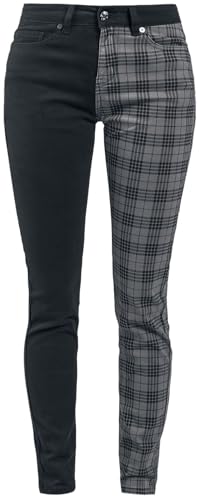 Rock Rebel by EMP Damen schwarz-graue Slim Fit Hose im Tartan Look W28L32 von Rock Rebel by EMP