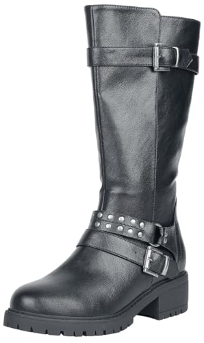 Rock Rebel by EMP Damen Schwarze Boots mit Schnallen und Flachnieten EU39 von Rock Rebel by EMP
