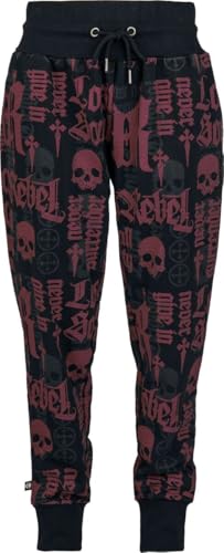 Rock Rebel by EMP Damen schwarze Jogginghose mit rockigem Vorder- und Rück-Print XXL von Rock Rebel by EMP