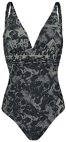 Rock Rebel by EMP Damen schwarzer Badeanzug mit Totenkopf-Muster und Prints S von Rock Rebel by EMP