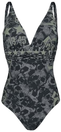 Rock Rebel by EMP Damen schwarzer Badeanzug mit Totenkopf-Muster und Prints XXL von Rock Rebel by EMP