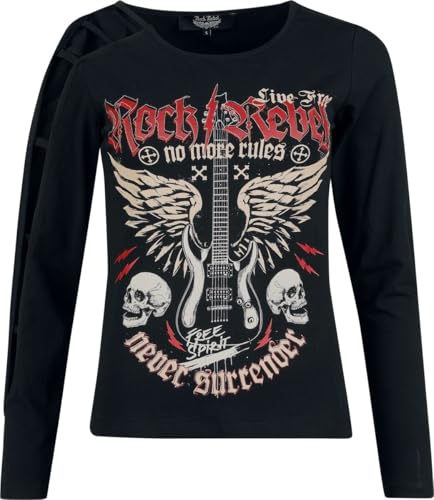 Rock Rebel by EMP Damen schwarzes Langarmshirt mit Front-/Backprint und offenem Ärmel XL von Rock Rebel by EMP