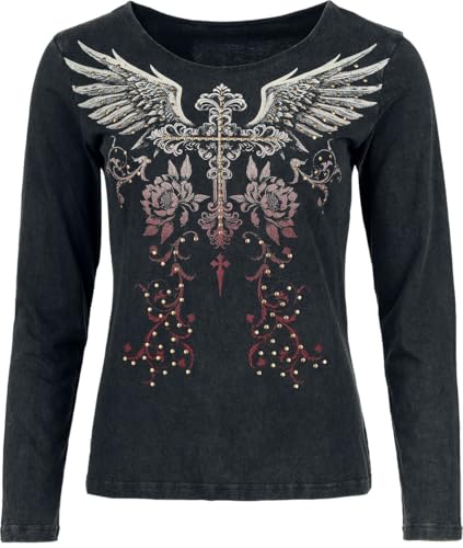 Rock Rebel by EMP Damen schwarzes Langarmshirt mit großem Frontprint und Schnürung am Rücken L von Rock Rebel by EMP