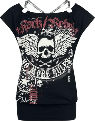 Rock Rebel by EMP Damen schwarzes T-Shirt mit weitem Ausschnitt und Kettendetails S von Rock Rebel by EMP
