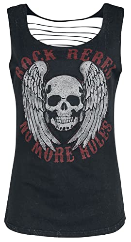 Rock Rebel by EMP Damen schwarzes Top mit Cut-Outs und Print schwarz L von Rock Rebel by EMP