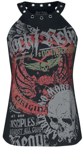 Rock Rebel by EMP Damen schwarzes Top mit Print und Ösen XXL von Rock Rebel by EMP