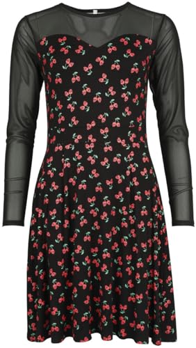 Rock Rebel by EMP Damen schwarzes kurzes Kleid mit Kirschen-Print und Mesh-Einsatz M von Rock Rebel by EMP