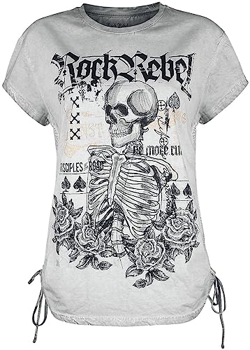Rock Rebel by EMP Damen schwarzes lockeres T-Shirt mit Print XS von Rock Rebel by EMP