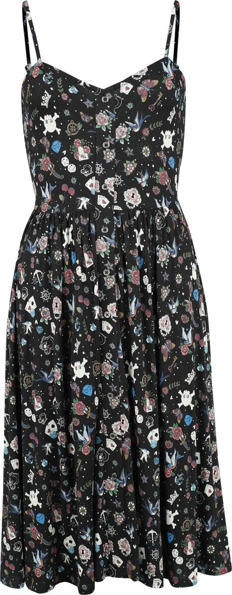 Rock Rebel by EMP Dress with Old School Print Mittellanges Kleid schwarz in XL von Rock Rebel by EMP