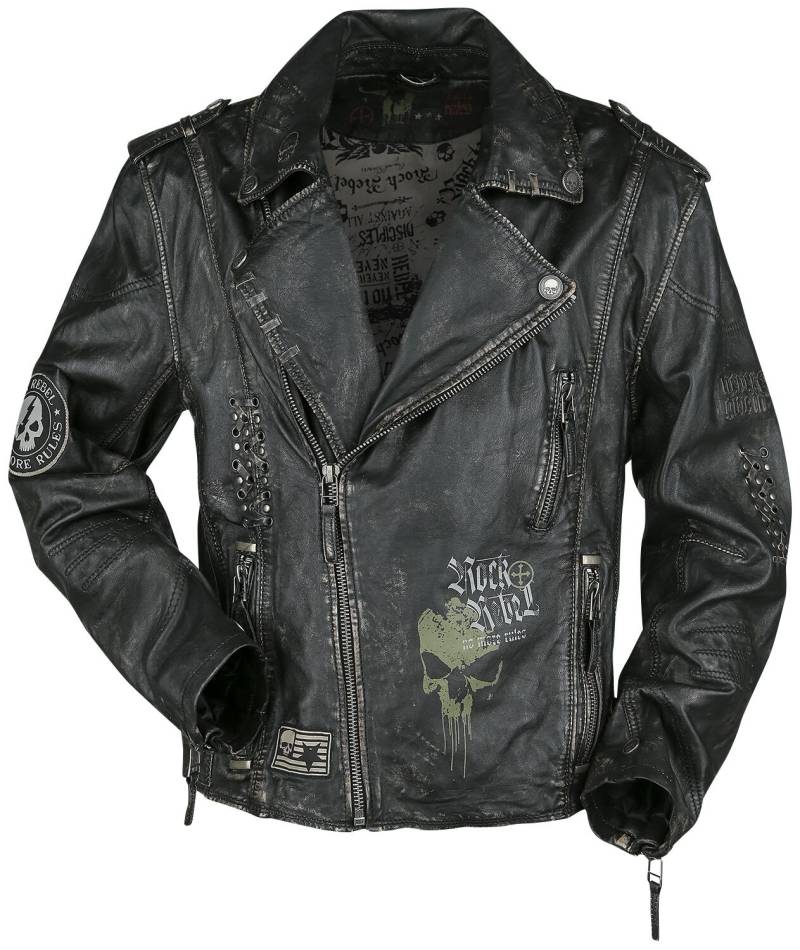 Rock Rebel by EMP Dunkelgraue Lederjacke im Biker-Look Lederjacke dunkelgrau in M von Rock Rebel by EMP