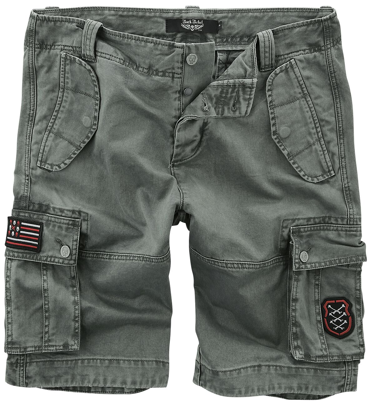 Rock Rebel by EMP Graue Cargo Shorts mit Patches Short grau in S von Rock Rebel by EMP